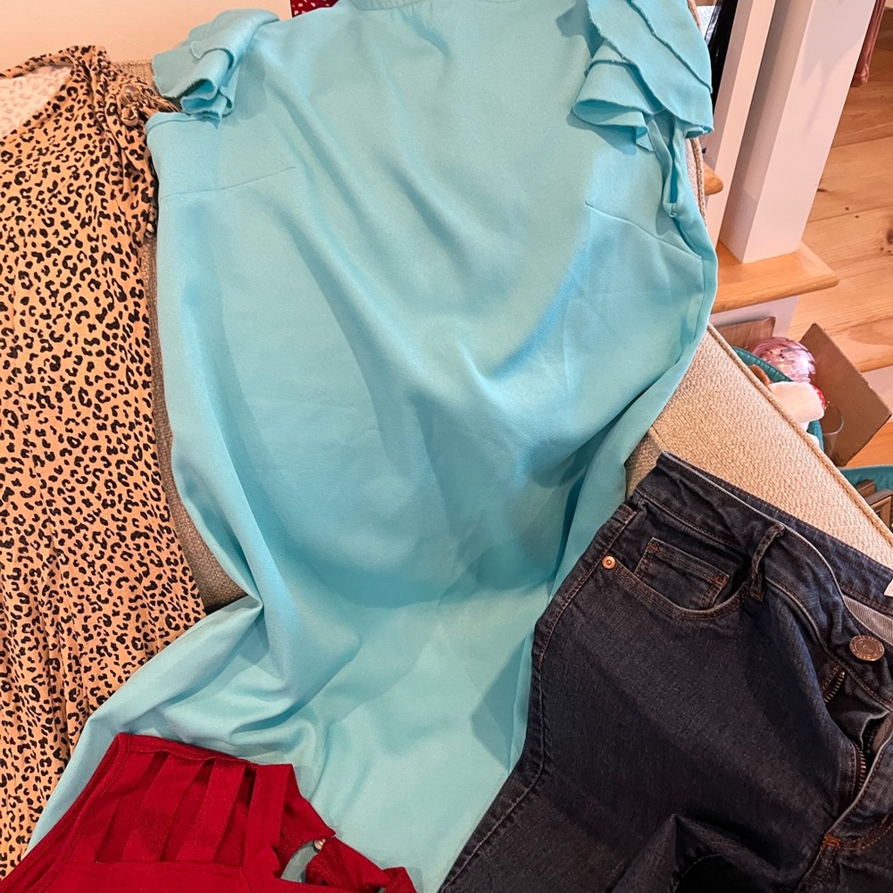 Aqua Blue Ruffle Sleeve Dress and lot of Clothes